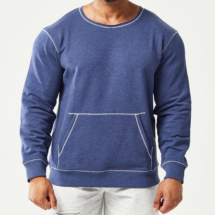 Wholesale Contrast Stitching Crew Neck Jumper Custom Men Plain Gym Sweatshirts