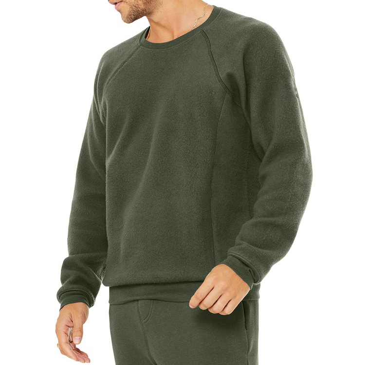 Wholesale Fleece Front Pocket Plain Pullover Crewneck Sweatshirt Custom Logo For Men detail pictures