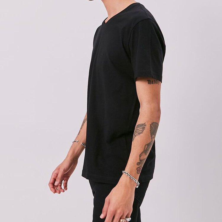 High Quality Summer Tops Lightweight Short Sleeve Men V Neck Fitness Plain T Shirt detail pictures
