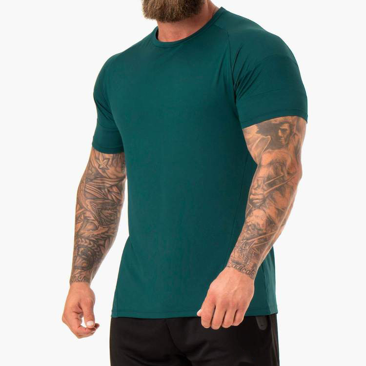 Custom Logo Polyester Body Building Plain Fitness Blank Sports Gym T shirts For Man detail pictures