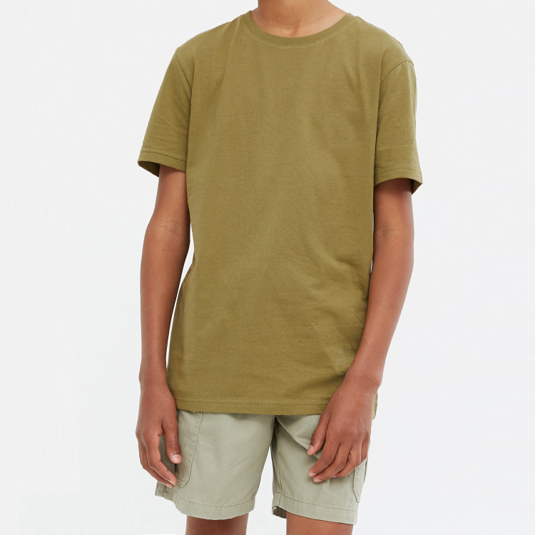 High Quality Soft Cotton Plain Short Sleeve Custom Logo Boys T Shirts For Kids detail pictures