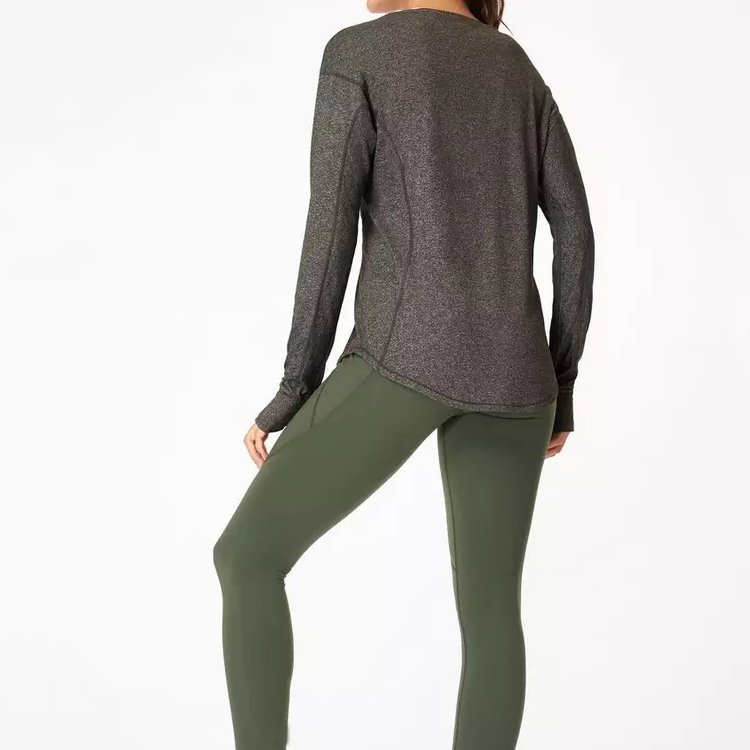 Top Quality Curve Hem Custom Women Fitness Long Sleeve Plain T Shirts With Thumb Hole detail pictures