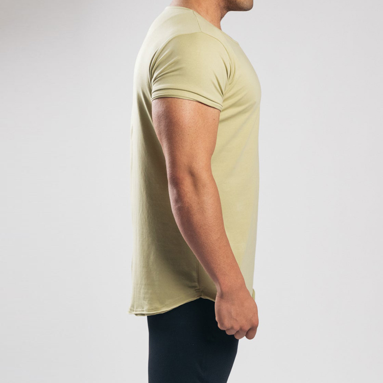 High Quality Summer Lightweight Short Sleeve Custom Scoop Fitness Plain T Shirt For Men detail pictures