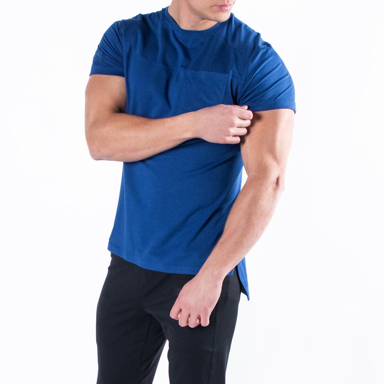 Muscle Fit Short Sleeve Custom Logo Men Blank Workout Plain Cotton T Shirts detail pictures