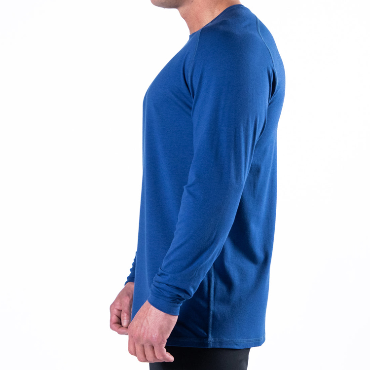 OEM Quick Dry Four Way Stretch Polyester Gym Plain Long Sleeve Men T Shirts Custom Printed detail pictures