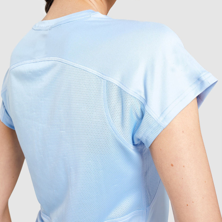 High Quality Back Mesh Panel Workout Custom Slim Fit Gym Sports T Shirts For Women detail pictures
