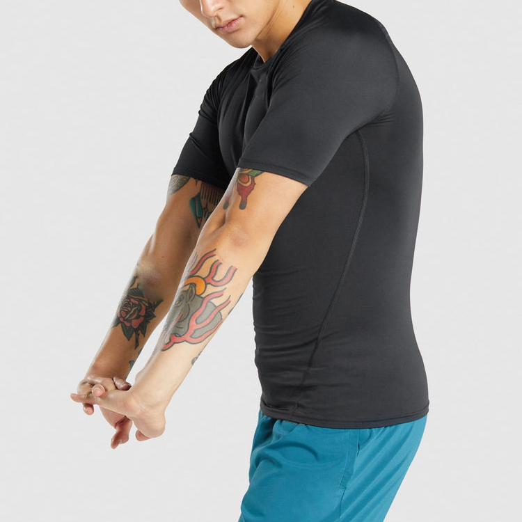 Custom logo Wholesale Short Sleeve Gym Slim Fit Compression Plain T Shirts For Men detail pictures