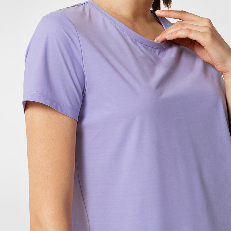High Quality Quick Dry Polyester Mesh Panel Gym Sports Women T Shirts Custom Printing detail pictures