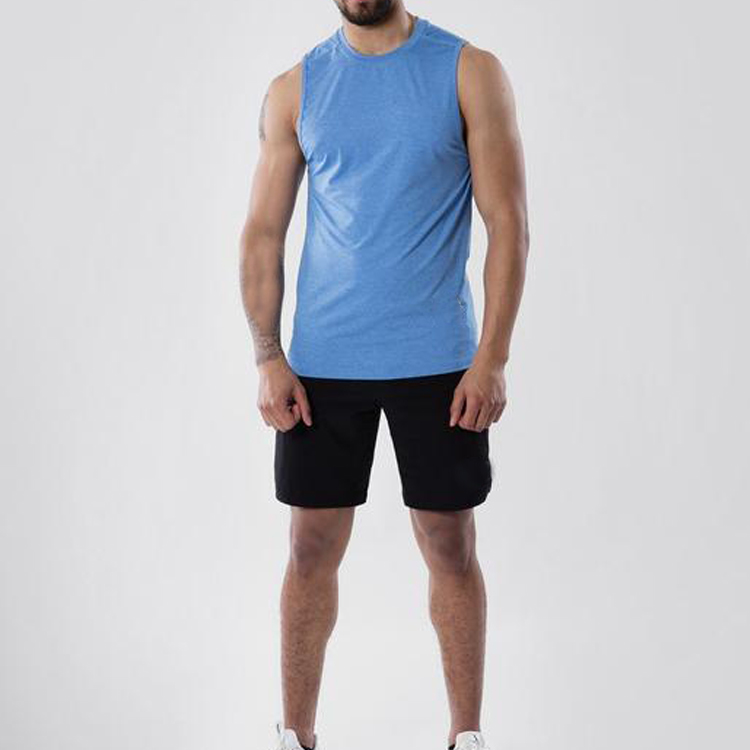 Factory Price Lightweight Polyester Spandex Blank Workout Running Tank Top For Men detail pictures