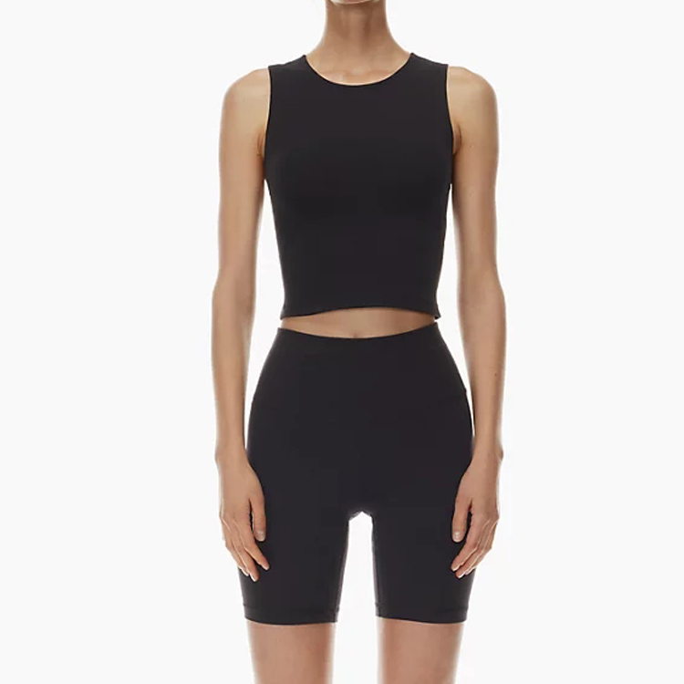 Wholesale Custom Sexy Back Cutout High Neck Workout Gym Crop Tank Top For Women detail pictures