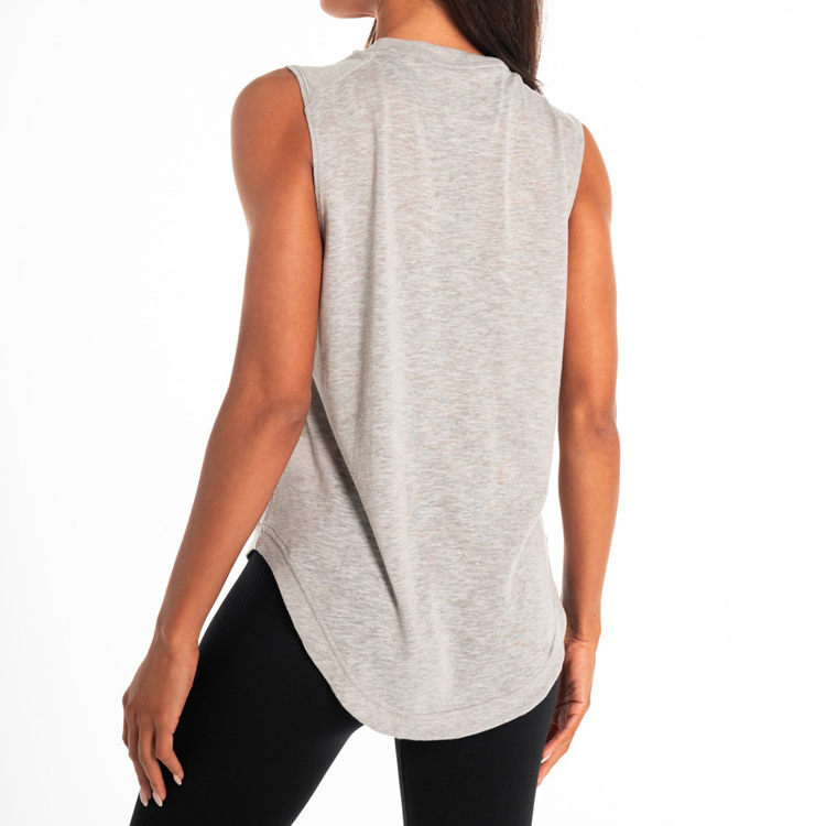Wholesale Breathable Curve Bottom Custom Logo Blank Workout Sports Tank Top For Women detail pictures