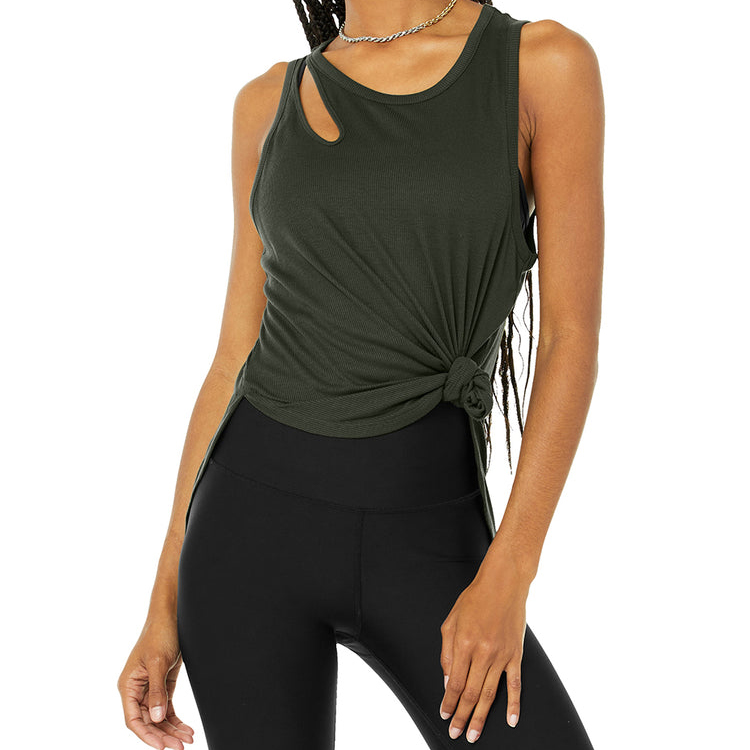 Factory Price Custom Plain Loose Fit Tanks Athletic Fitness Women Gym Ribbed Tank Tops detail pictures