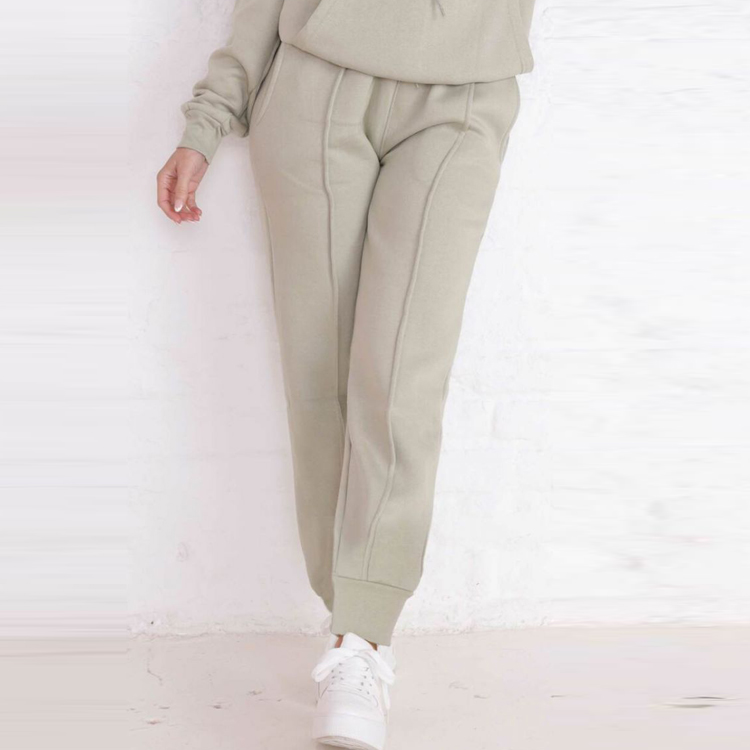 Custom Logo 100% Cotton Women Loose Fit Blank Hoodie Jogger Tracksuit Set detail pictures