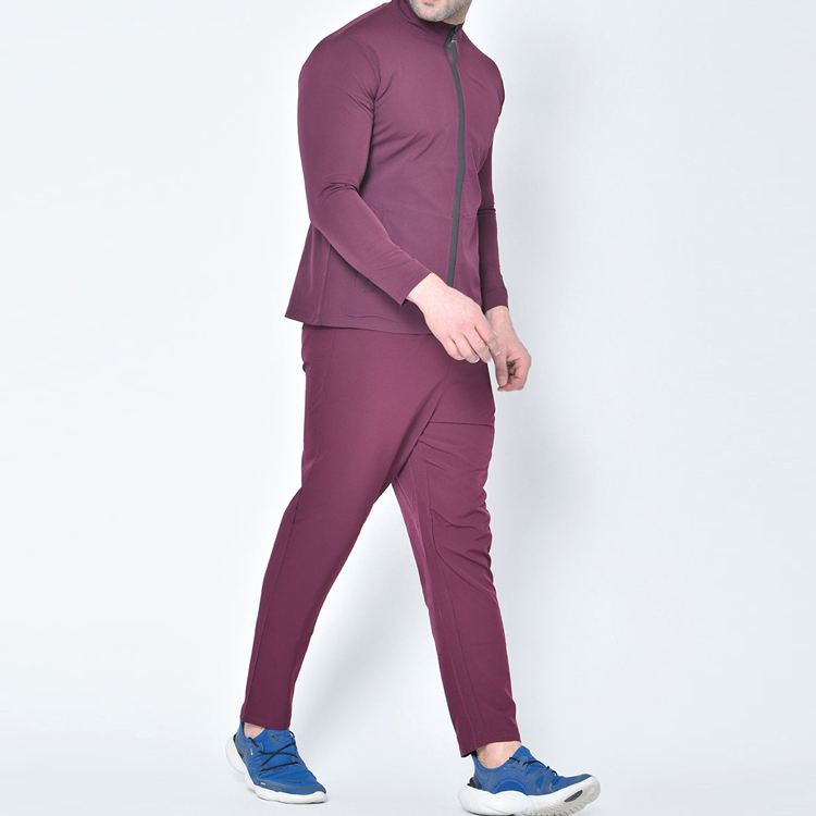 Wholesale Lightweight Custom Running Athletic Full Zip Up Gym Nylon Tracksuit Set For Men detail pictures