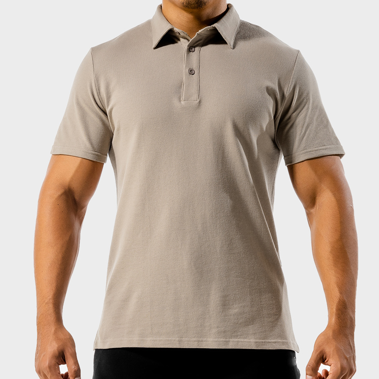 Wholesale Breathable Polyester Slim Fit Men Workout Polo T Shirts Custom Logo detail pictures