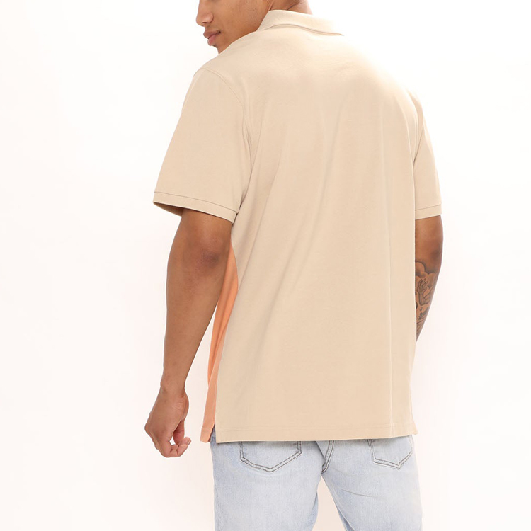 Wholesale Custom Color Block Quarter Zipper Workout Blank Men Cotton Polo T Shirts detail pictures