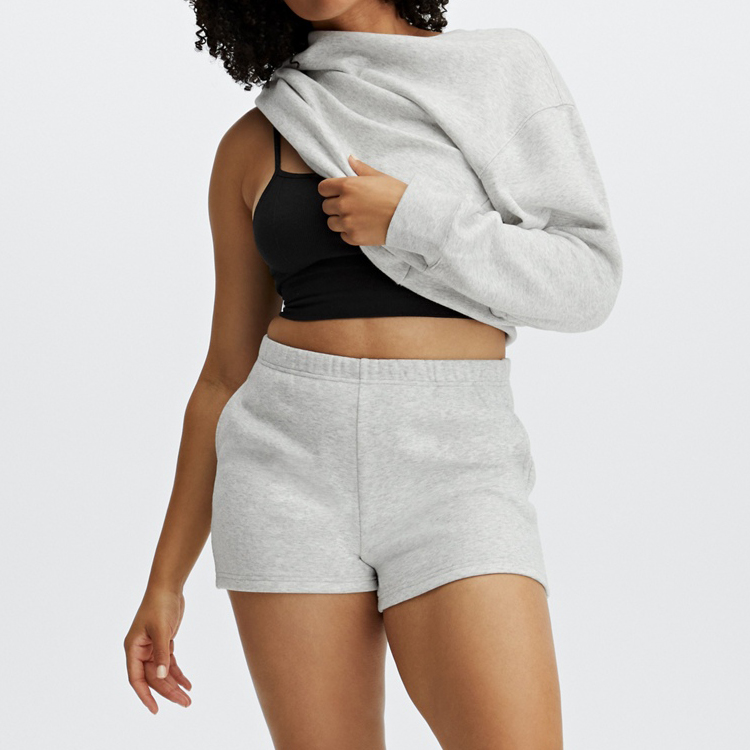 Custom Cotton Polyester Oversized Plain Workout Women Blank Crewneck Pullover Sweatshirt detail pictures