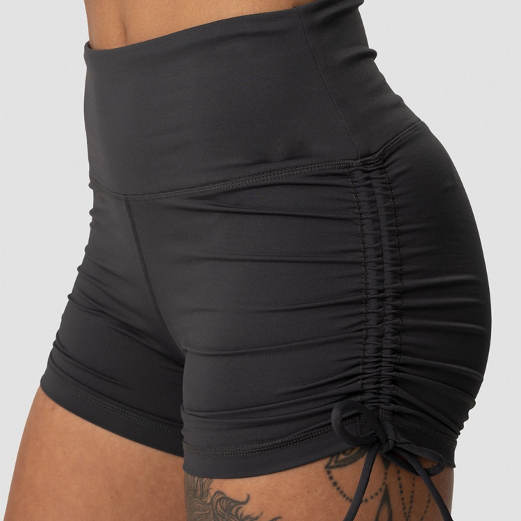 High Rise Four Way Stretch Custom Scrunch V-shape Tie Athletic Shorts Women Gym Shorts detail pictures