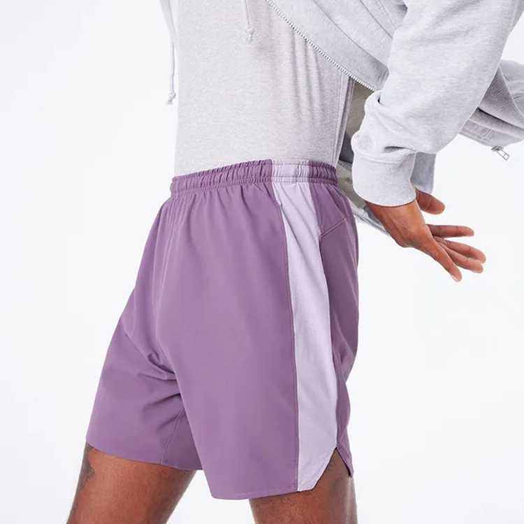 Custom Logo Athletic Fitness Running Elastic Waist Polyester Gym Sports Shorts For Men detail pictures
