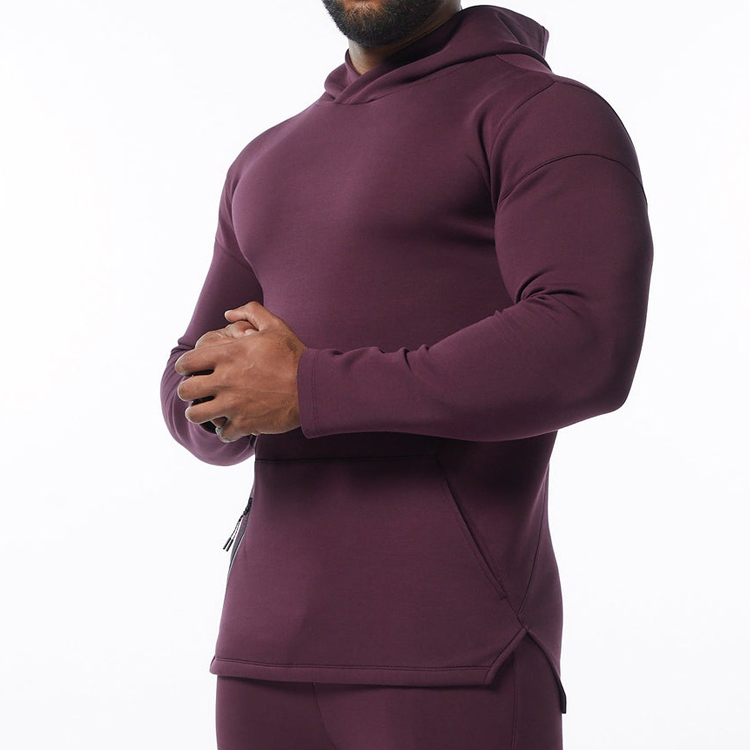Wholesale Custom Solid Color Athletic Slim Fit Gym Plain Hoodies Sweatshirts For Men