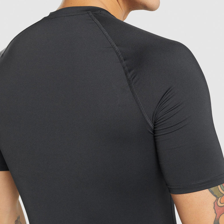 Custom logo Wholesale Short Sleeve Gym Slim Fit Compression Plain T Shirts For Men detail pictures