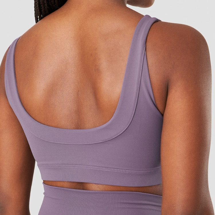 High Quality Four Way Stretch U Neck Design Custom Logo Women Sports Yoga Bra detail pictures