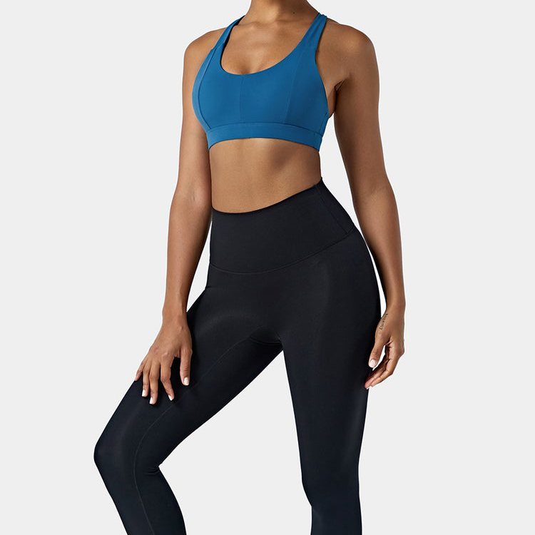 Ladies Four Way Stretch Nylon Custom Logo Y-Back Strap Yoga Sports Bra For Women detail pictures