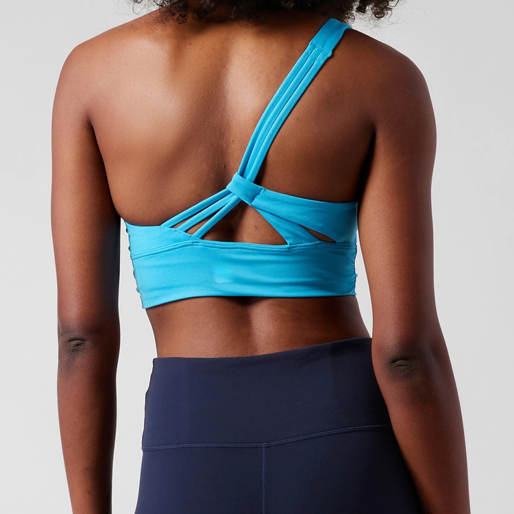 High Stretch Nylon Custom Long Line One Shoulder Sexy Yoga Sports Bra For Women detail pictures
