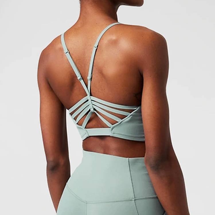 Wholesale Sexy V Neck Adjustable straps Long Line Yoga Push Up Sports Bra For Women detail pictures