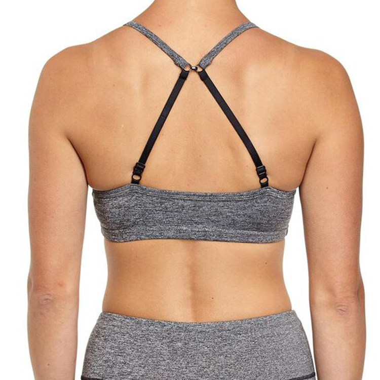 OEM High Quality Rounded Scoop Neckline Adjustable Strap Yoga Sports Bra For Women detail pictures