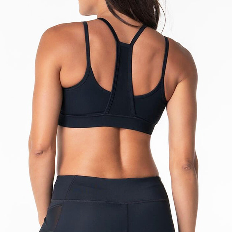 Custom Moisture Wicking Front Mesh Fabric 2 In 1 Yoga Sports Bras For Women detail pictures