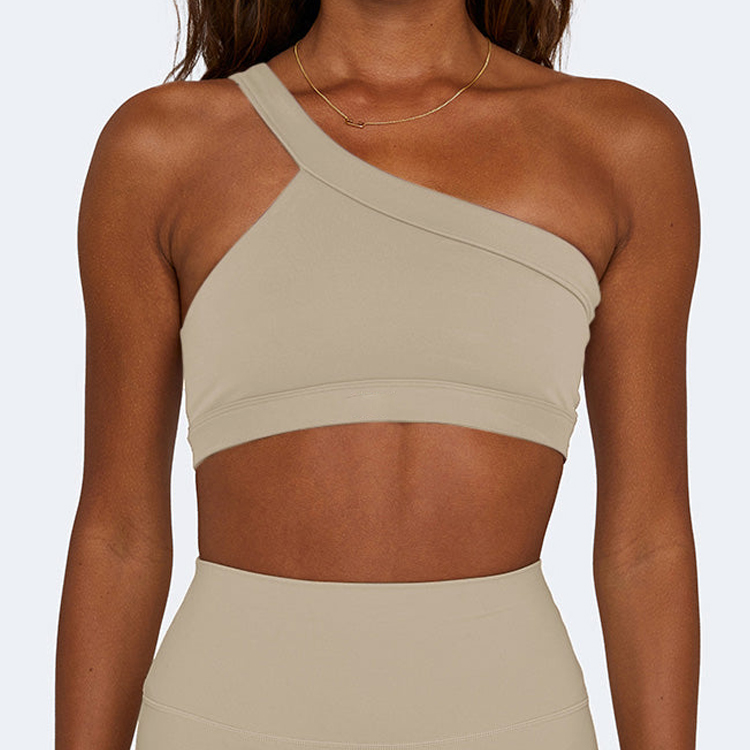 Wholesale Sexy Design High Stretch Custom Push Up One Shoulder Women Yoga Sports Bra detail pictures