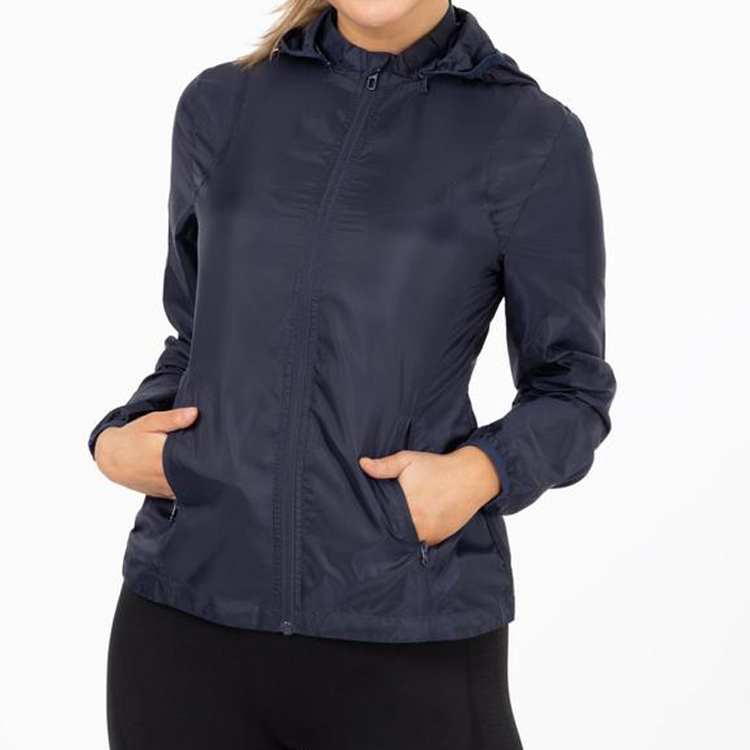 Lightweight 100% Nylon Windproof Outdoor Running Windbreaker Jacket For Women detail pictures