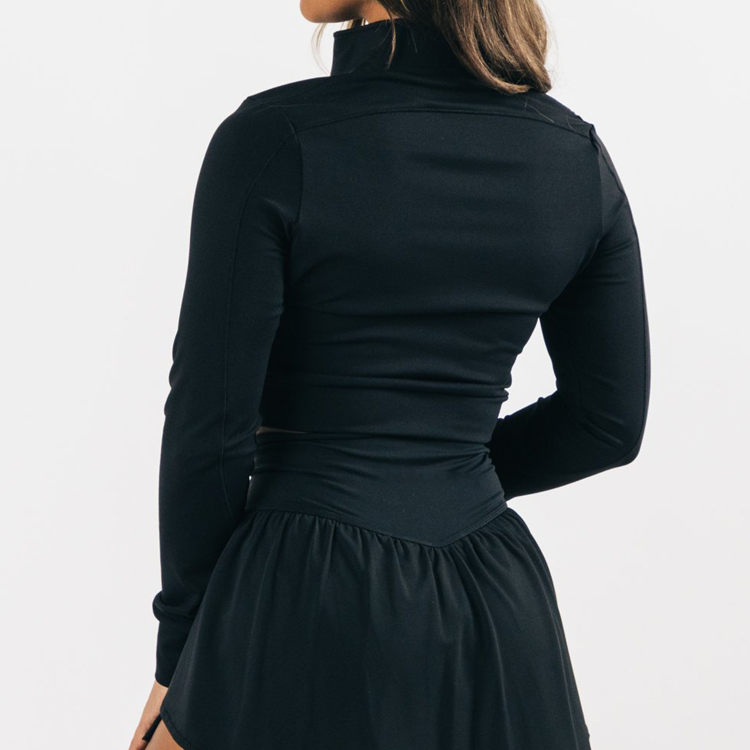 Top Quality Wholesale Custom Slim Fit Front Zip Up Sports Gym Crop Jacket For Women detail pictures