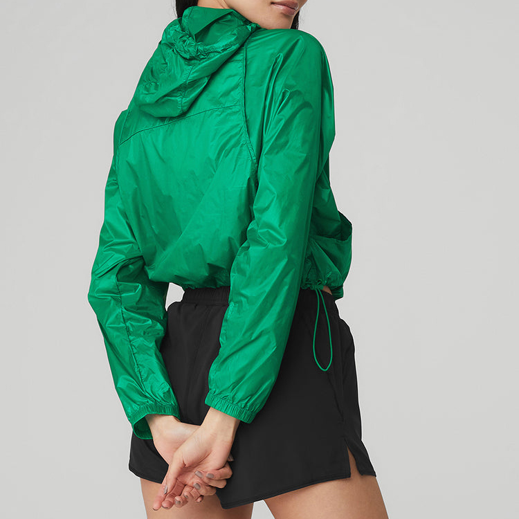 Lightweight Custom Polyester Full Zip Up Sports Gym Crop Windbreaker Jacket For Women detail pictures