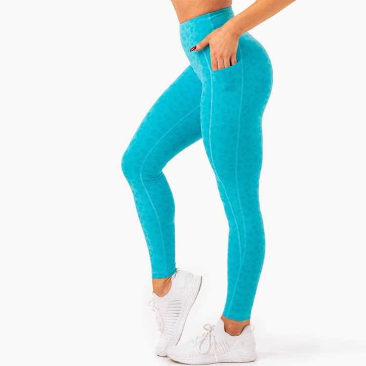 Wholesale High Stretch Sublimated Printing High Waist Pocket Yoga Legging Pants For Women detail pictures