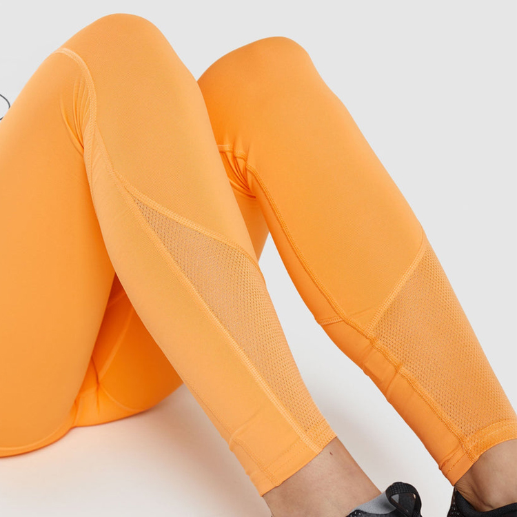 High Waist Mesh Panel No Front Seam Compression Gym Tights Yoga Pants Leggings For Women detail pictures