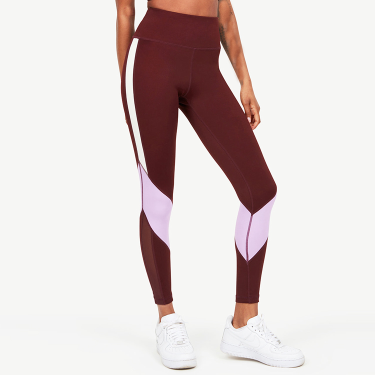 Cheap Price Mesh Panel Color Block Sports Tights High Waist Women Yoga Leggings