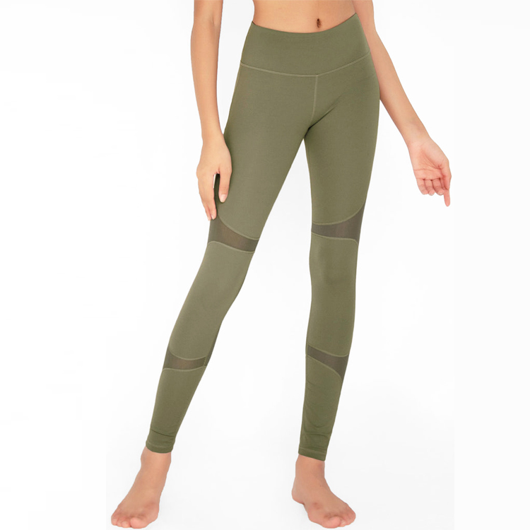 High Waist Mesh Panel Custom Compression Gym Tights Yoga Pants Leggings For Women detail pictures
