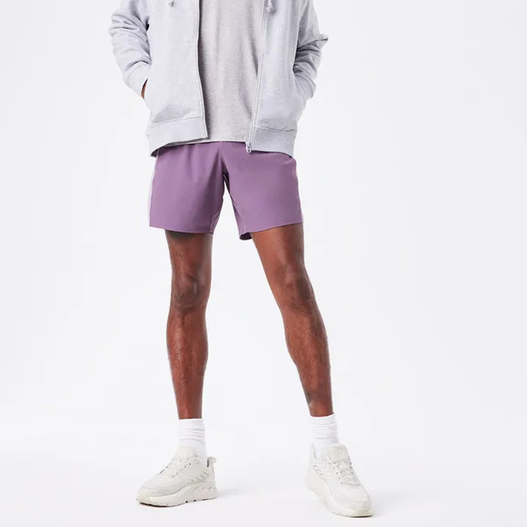 Custom Logo Athletic Fitness Running Elastic Waist Polyester Gym Sports Shorts For Men detail pictures