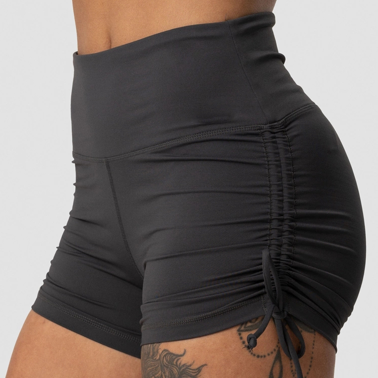 High Rise Four Way Stretch Custom Scrunch V-shape Tie Athletic Shorts Women Gym Shorts detail pictures
