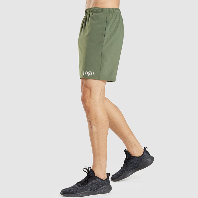OEM Quick Dry 100% Polyester Elastic Waist Men Sports Athletic Gym Shorts With Pocket detail pictures