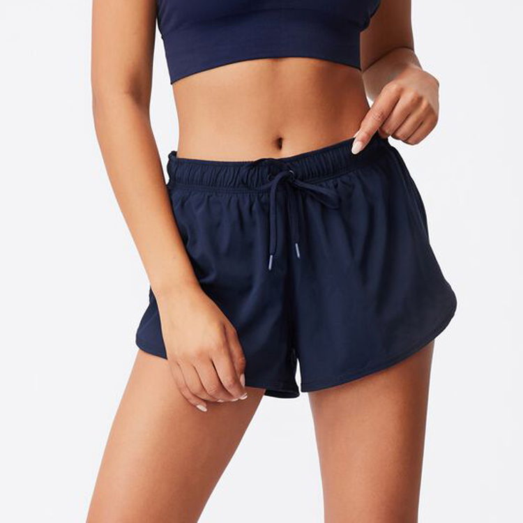 Custom Performance Woven Drawstring Waist Athletic Running Fitness Gym Shorts For Women detail pictures