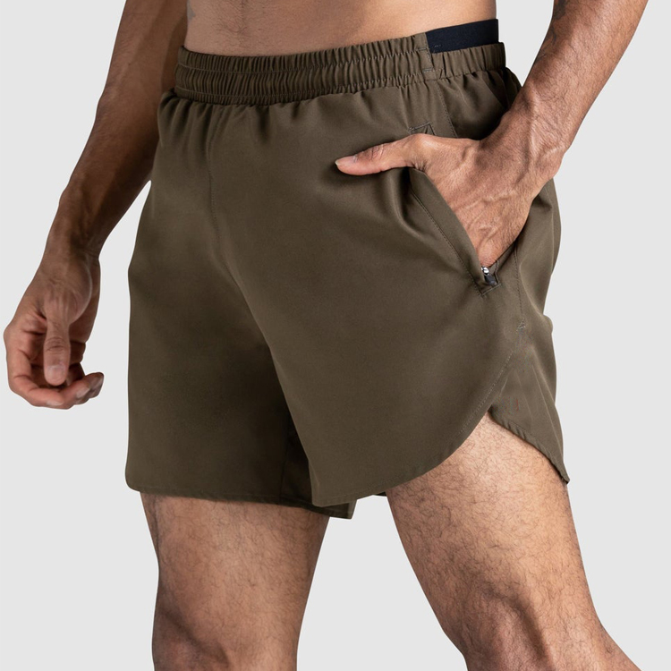 Wholesale Quick Dry 100% Polyester Elastic Waist Men Athletic Gym Shorts With Pocket detail pictures
