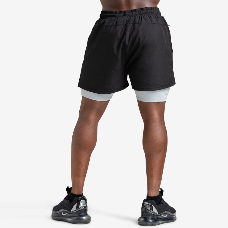 Factory Price Quick Dry Custom Athletic 2 in 1 Running Workout Gym Shorts For Men detail pictures