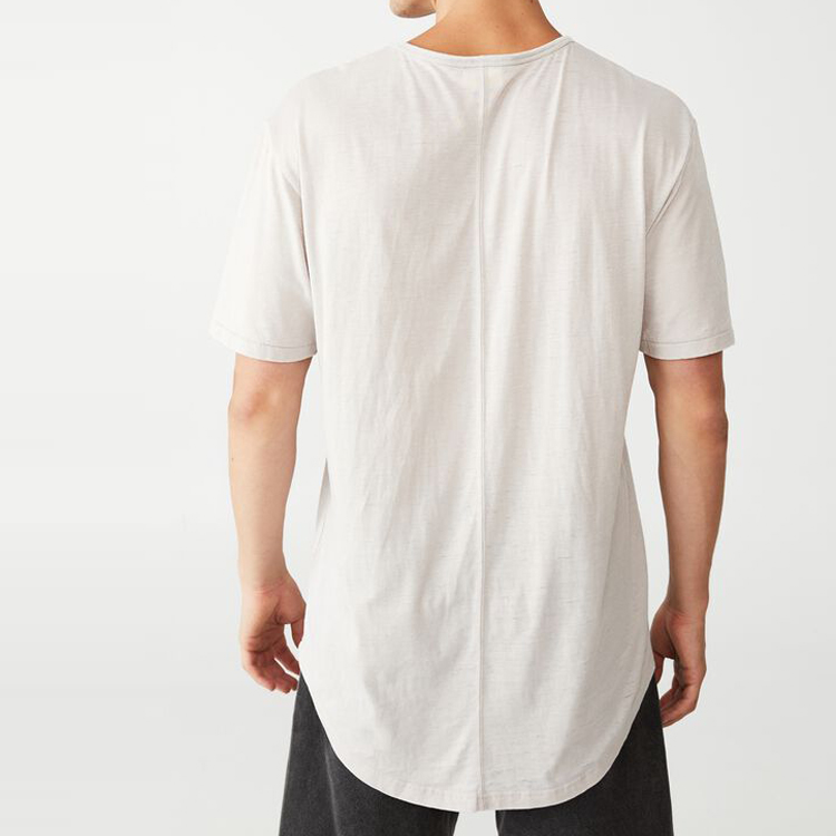 Summer Custom Cheap Price OEM Mens Crew Neck Blank Scooped Hem Workout Gym T Shirt detail pictures