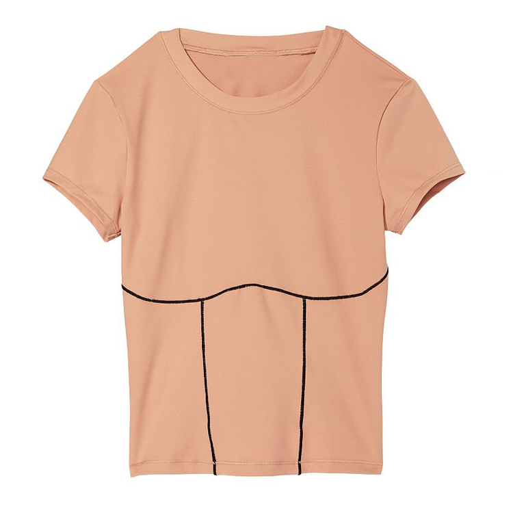 Wholesale OEM Color Block Stitching Gym Plain Athletic Slim Fit T Shirts For Women detail pictures