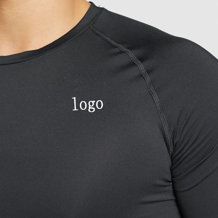 Custom logo Wholesale Short Sleeve Gym Slim Fit Compression Plain T Shirts For Men detail pictures