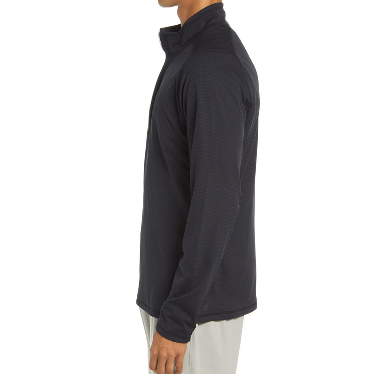 Lightweight Quick Dry Printed Logo Men Quarter Zip Long Sleeve Gym T Shirt With Thumb Hole detail pictures