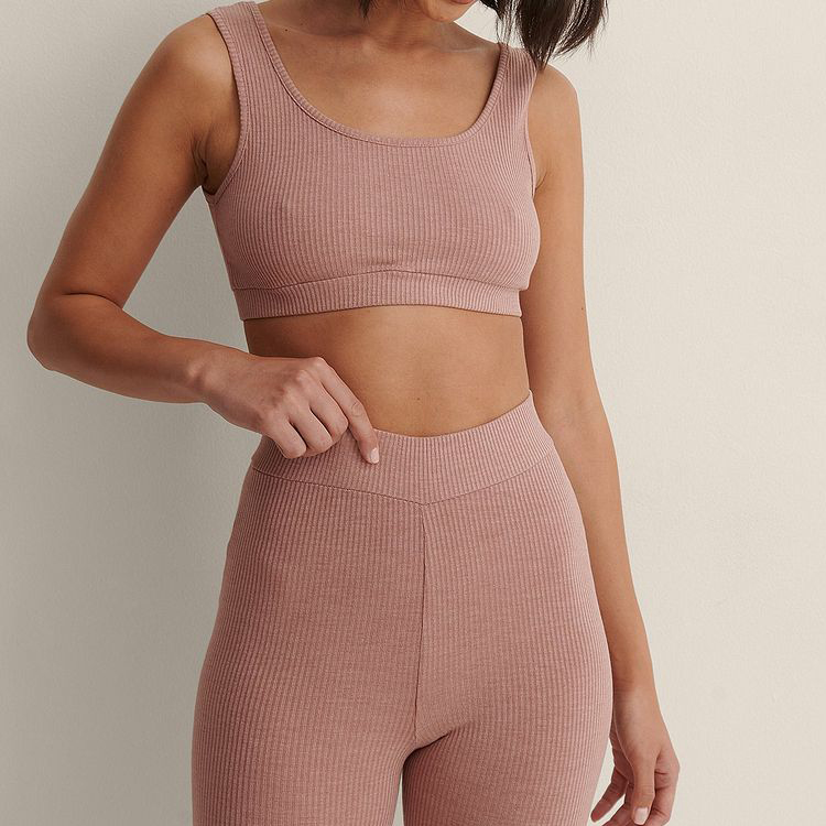 Wholesale Sweat Wicking Yoga Tops Custom Sports Ribbed Crop Tank Top For Women